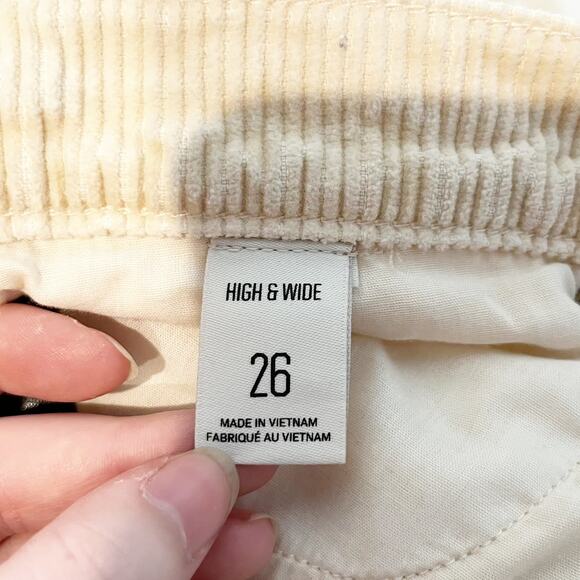 BDG High & Wide Corduroy Cotton Wide Leg Pants Cream 25 / 0 - Picture 4 of 14